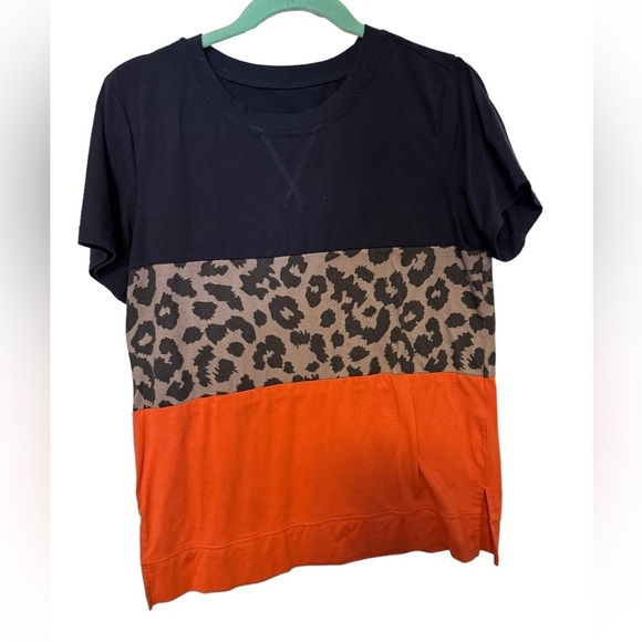 Colorblock tshirt with leopard print - Picture 1 of 3